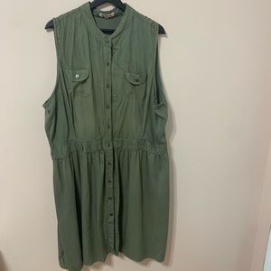 Button Down Olive Green Dress